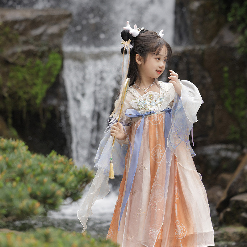 Girls Bai Ze Embroidered Hanfu Dress - Original Ruqun Style