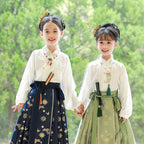 Girls Long Mamian Skirt Set - Wan Song Hua Xin Autumn Hanfu