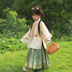 Girls Long Mamian Skirt Set - Wan Song Hua Xin Autumn Hanfu