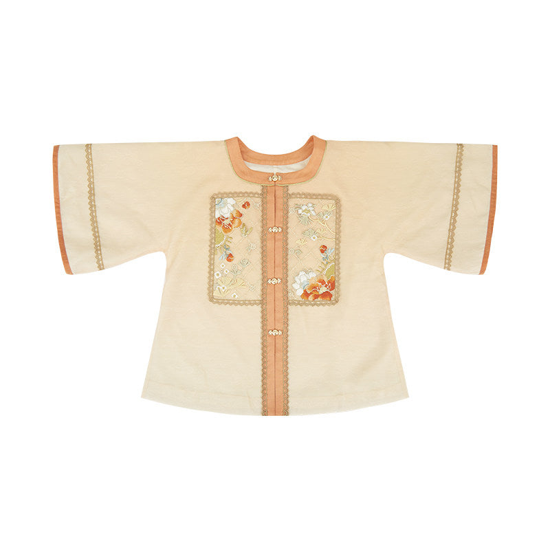 Girls Long Mamian Skirt Set - Wan Song Hua Xin Autumn Hanfu
