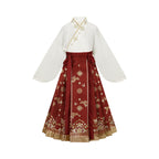 Girls Long Mamian Skirt Set - Wan Song Hua Xin Autumn Hanfu