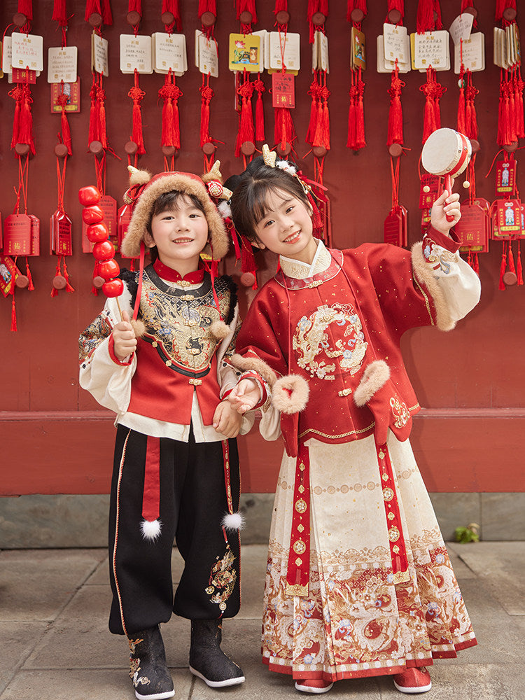 中国新年舞龙汉服 - 冬季儿童农历新年套装