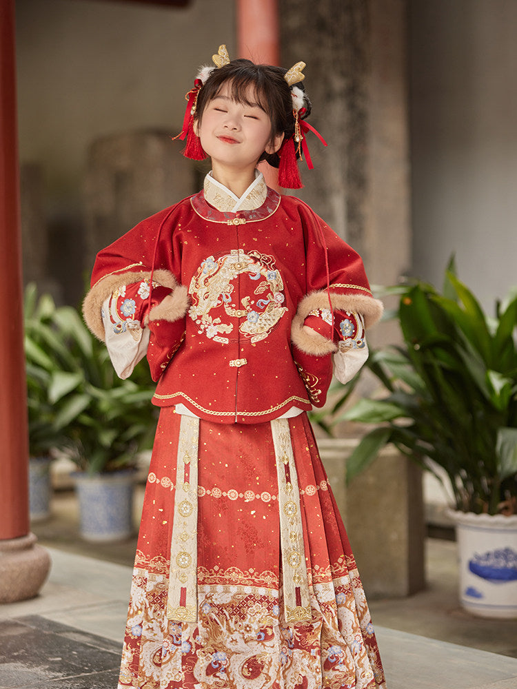中国新年舞龙汉服 - 冬季儿童农历新年套装