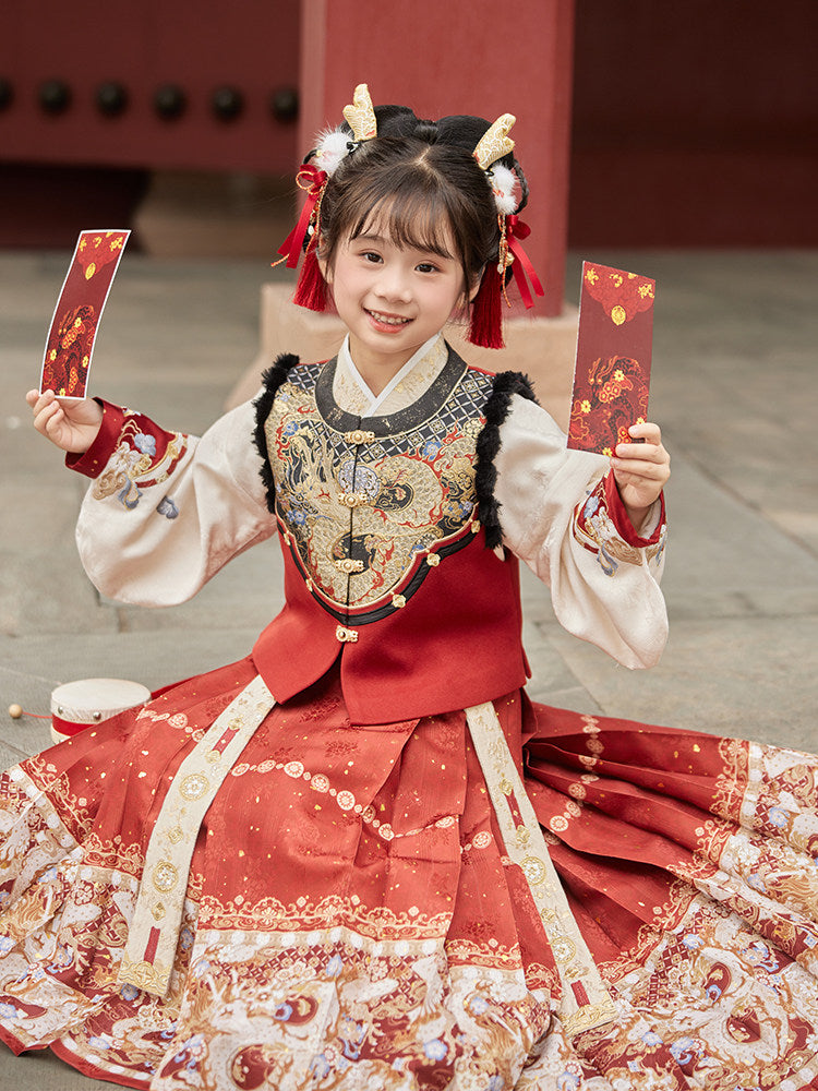 中国新年舞龙汉服 - 冬季儿童农历新年套装