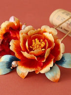 手工牡丹绒花发簪 | 传承唐风