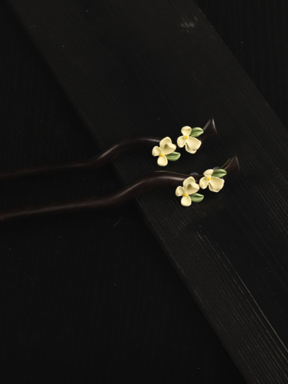 Handmade Ebony Wood Jasmine Hairpin & Gardenia Hair Comb