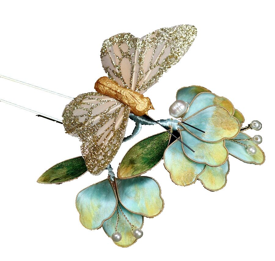 手工丝绒花朵蝴蝶发夹 | 非物质文化遗产