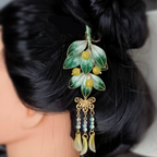 手工浆果丝绒花朵发梳 | 流苏汉服配饰