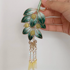 手工浆果丝绒花朵发梳 | 流苏汉服配饰