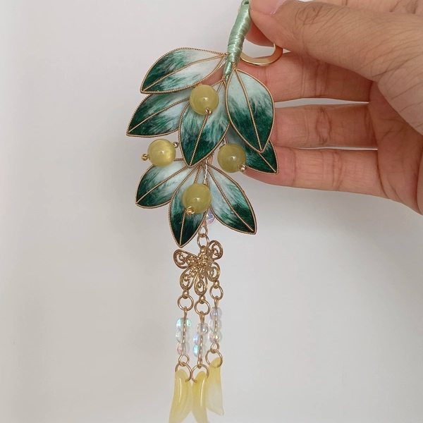 手工浆果丝绒花朵发梳 | 流苏汉服配饰