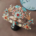 Luxury Hanfu Wedding Jewelry Set | Bridal Crown & Tassel Sticks