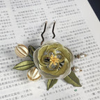 Handmade Green Peony Silk Hairpin | Chanhua Hanfu Accessory