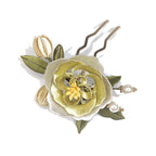 Handmade Green Peony Silk Hairpin | Chanhua Hanfu Accessory