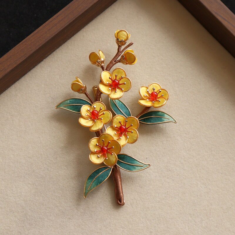 Handmade Winter Plum Velvet Brooch | Heritage Ronghua Craft