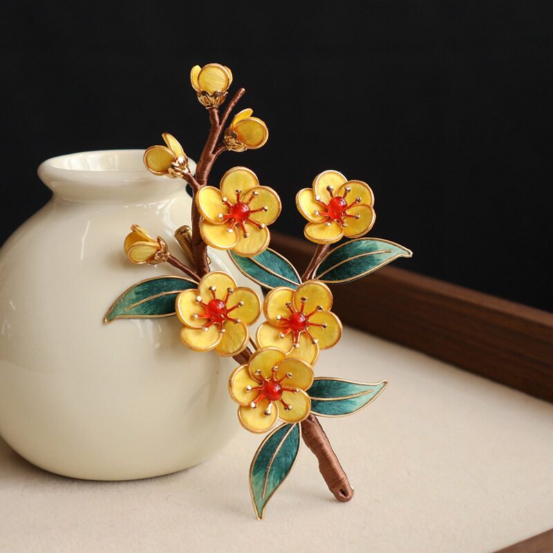 Handmade Winter Plum Velvet Brooch | Heritage Ronghua Craft Secondary image