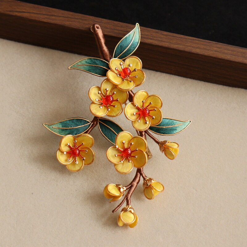 Handmade Winter Plum Velvet Brooch | Heritage Ronghua Craft