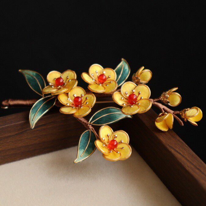 Handmade Winter Plum Velvet Brooch | Heritage Ronghua Craft