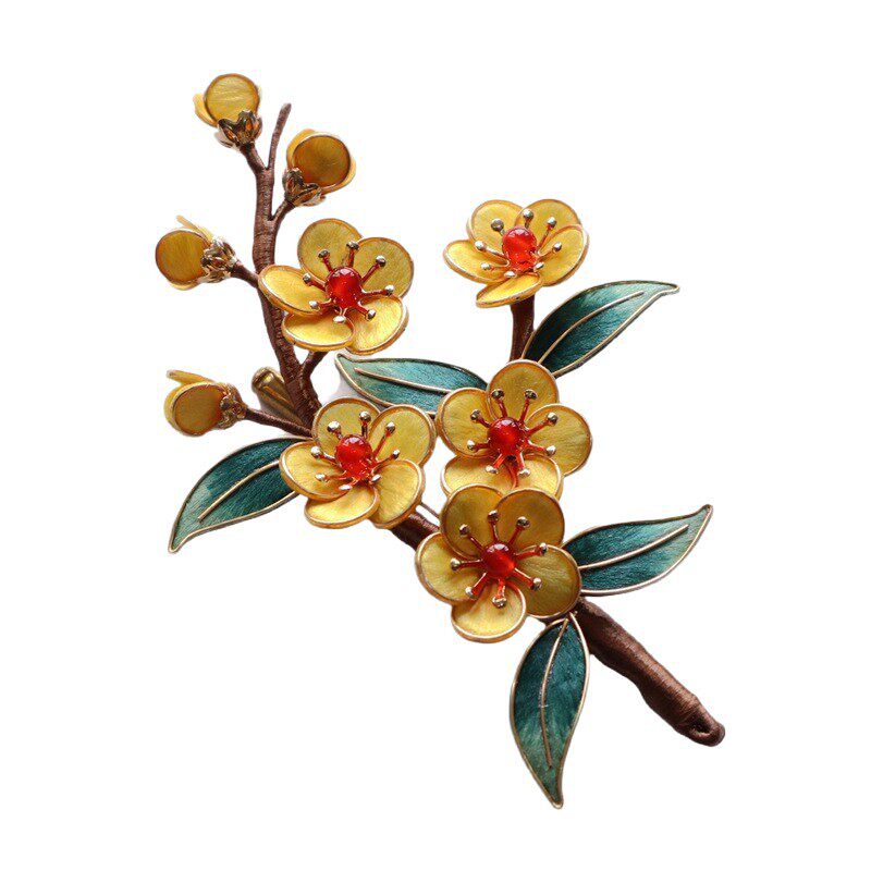 Handmade Winter Plum Velvet Brooch | Heritage Ronghua Craft