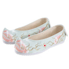 Peony Embroidered Hanfu Shoes | Flat & Wedge Arch Sole