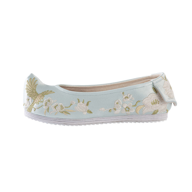 Tongque Pointed Hanfu Shoes | Embroidered Flat & Wedge
