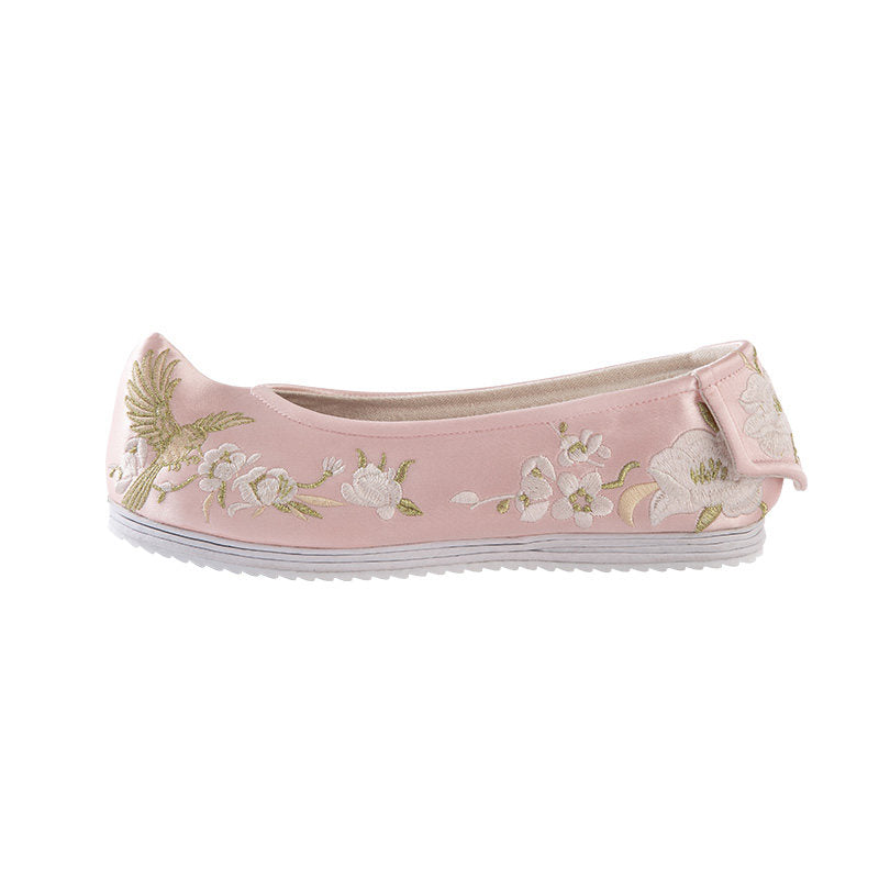 Tongque Pointed Hanfu Shoes | Embroidered Flat & Wedge