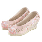 Peony Embroidered Hanfu Shoes | Flat & Wedge Arch Sole