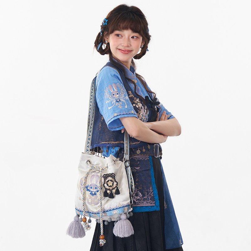 Cute Bunny Embroidered Backpack – Chinese Style Hanfu Bag