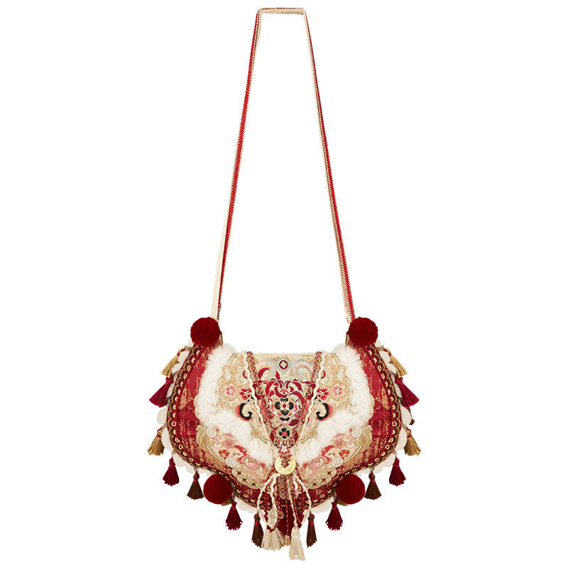 Chinese New Year Snake Embroidery Backpack & Crossbody Bag