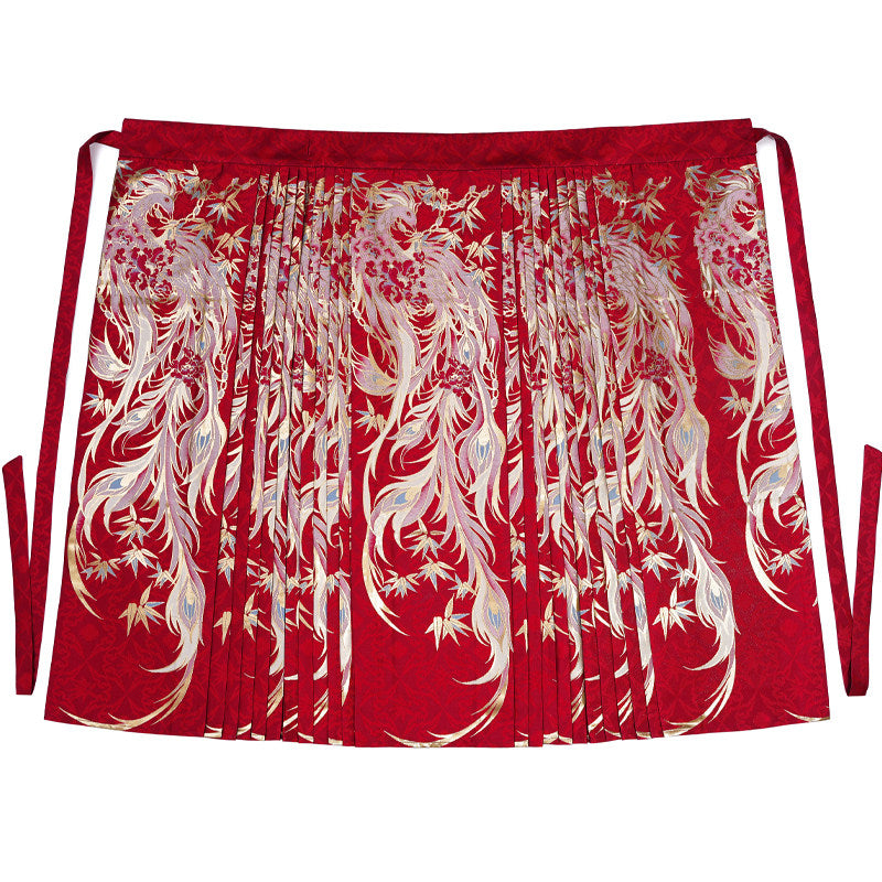 Red Plus Size Wedding Hanfu Set - Cloud Shoulder & Zhuanghua Skirt