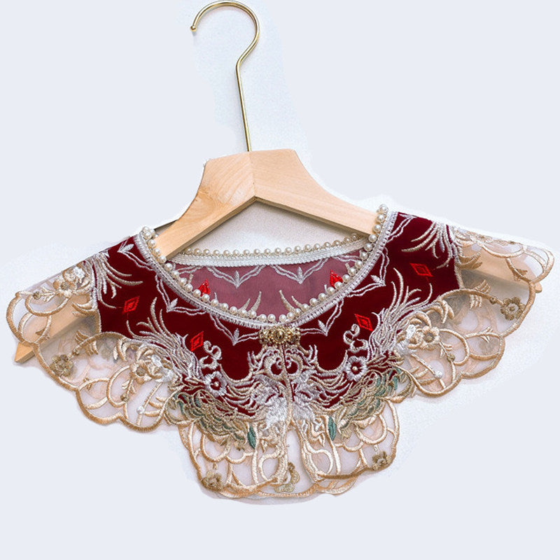 Red Plus Size Wedding Hanfu Set - Cloud Shoulder & Zhuanghua Skirt