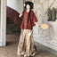 Liunian Plus Size Ming Hanfu Set | Red Gold Brocade Skirt