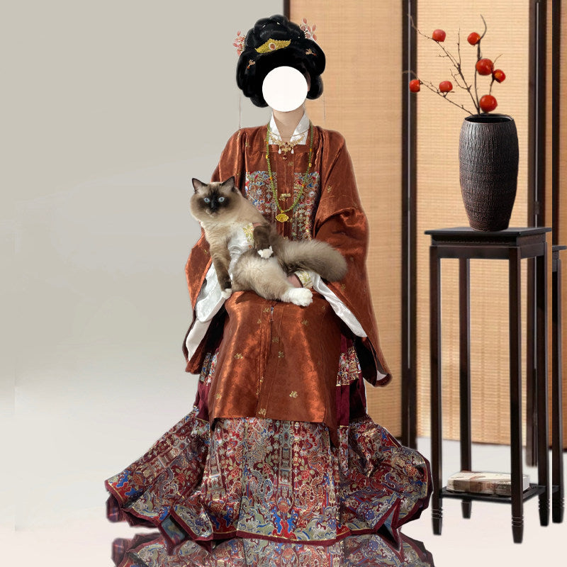红色大码明制汉服套装 - 长款补服 & 马面裙