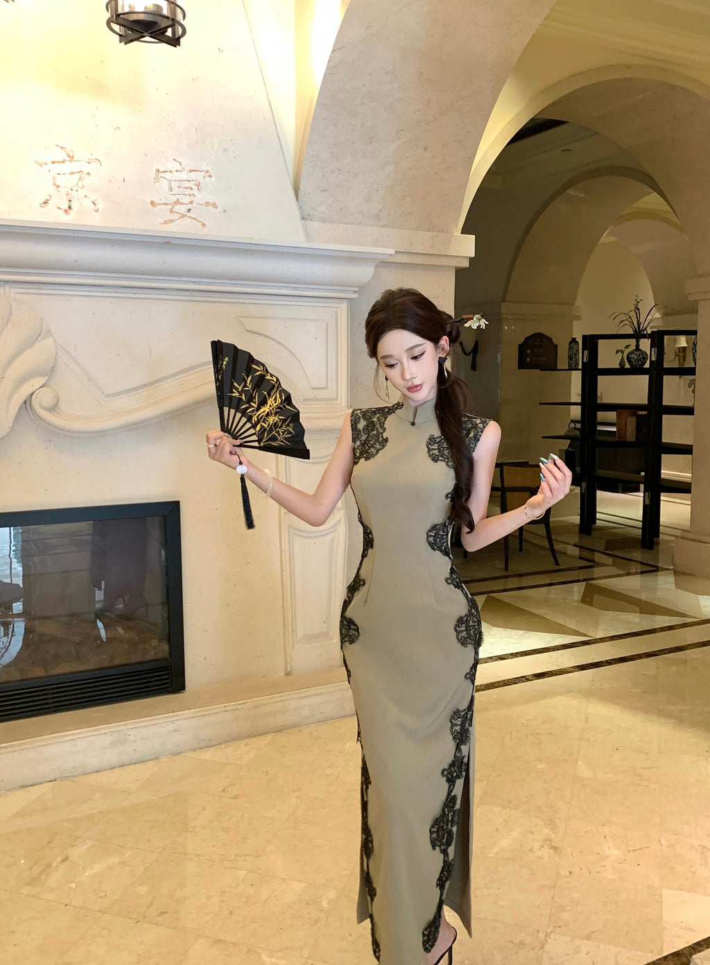 Retro Hong Kong Style Qipao | Lace Patchwork Niche Design Cheongsam