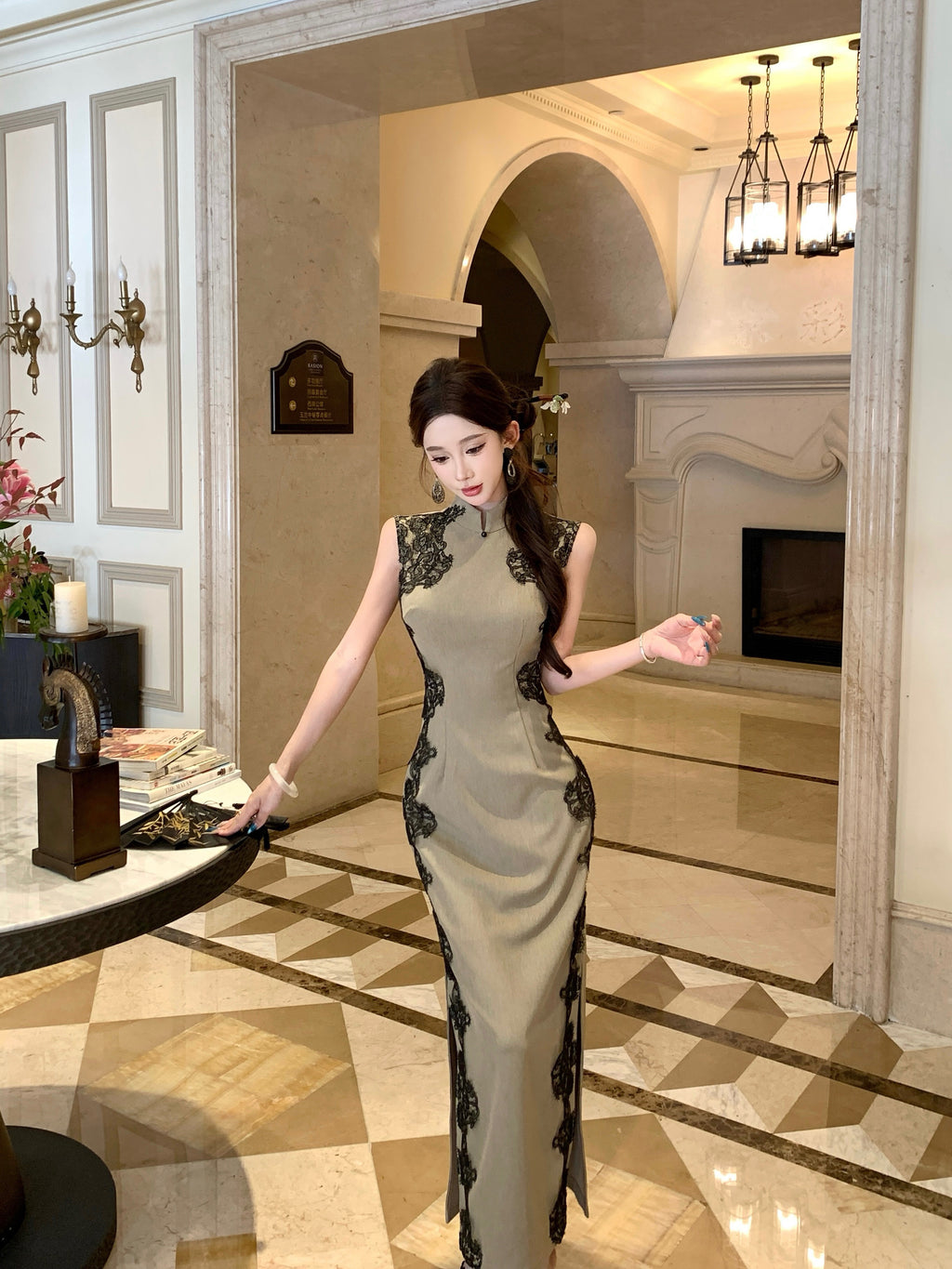 Retro Hong Kong Style Qipao | Lace Patchwork Niche Design Cheongsam
