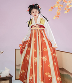 [Flower Fable] Tang Style Hanfu Set - Embroidered Beizi Coat & Ruqun Skirt