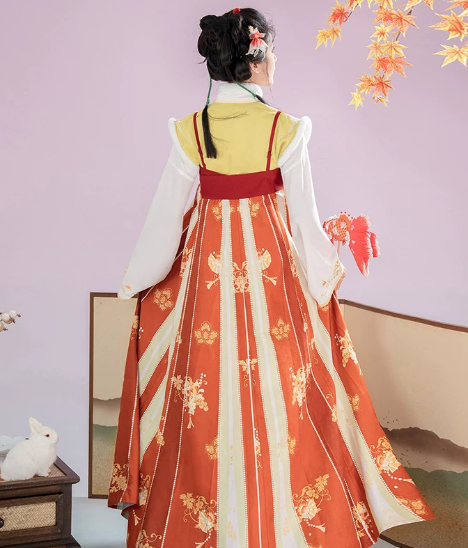 [Flower Fable] Tang Style Hanfu Set - Embroidered Beizi Coat & Ruqun Skirt